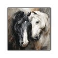 Black & White Embrace - Abstract Horse Oil Painting #RIX1(473)