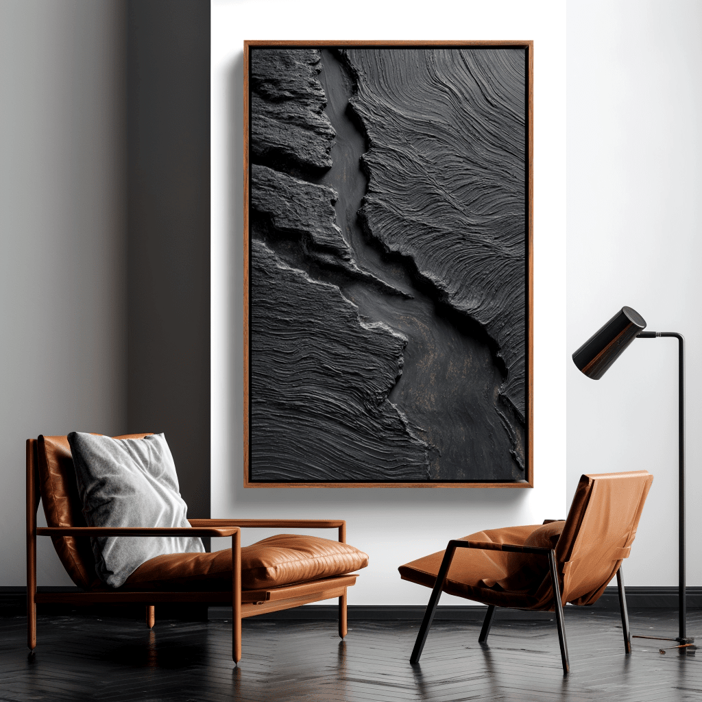 Abstract Textured Path Artwepaint Dark Textured Abstract Painting – Erosion Path Wall Art – Yartly