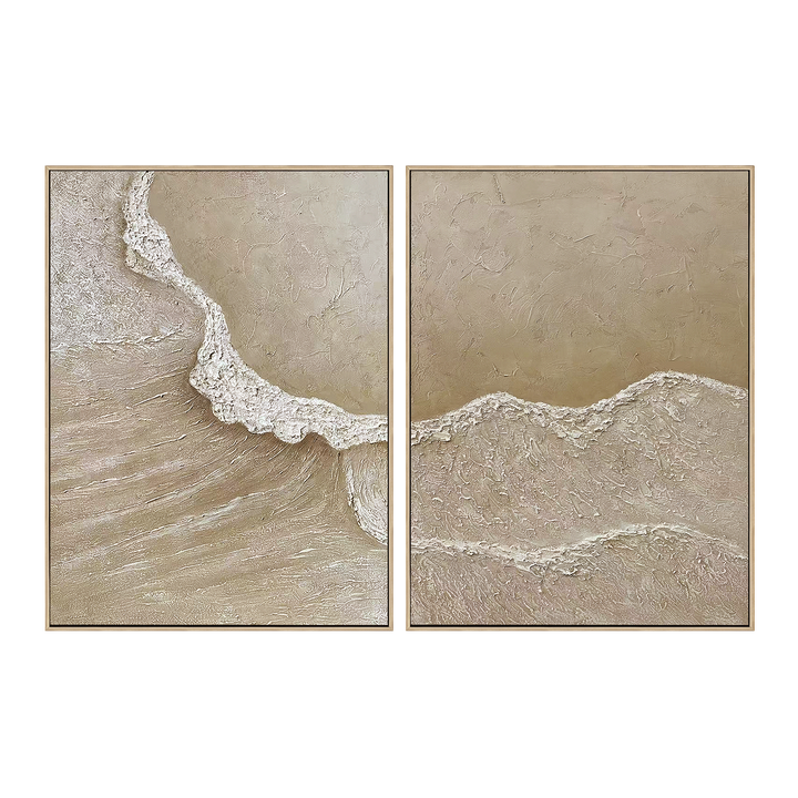 Wabi Sabi Textured Diptych Wall Art | Neutral Coastal Abstract