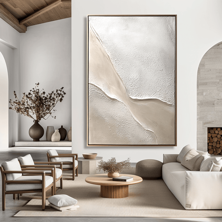 Beige Textured Abstract Wall Art | Wabi-Sabi Neutral Wall Decor – Yartly