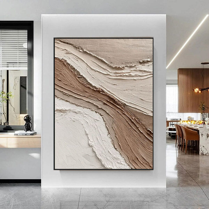Yartly Beige and Brown Abstract Textured Wall Art