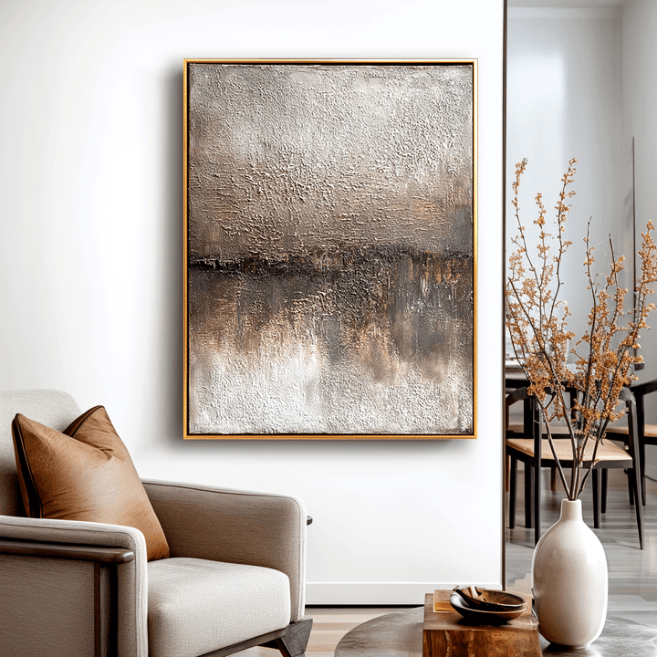 Mist Abstract Yartly Textured Abstract Painting | Golden Mist Wall Art