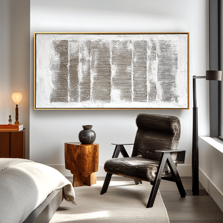 Yartly Textured Linear Wall Art – Modern Abstract Relief Painting