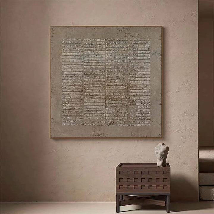 Textured Abstract Wall Art – Stone Grid Relief Painting – Yartly