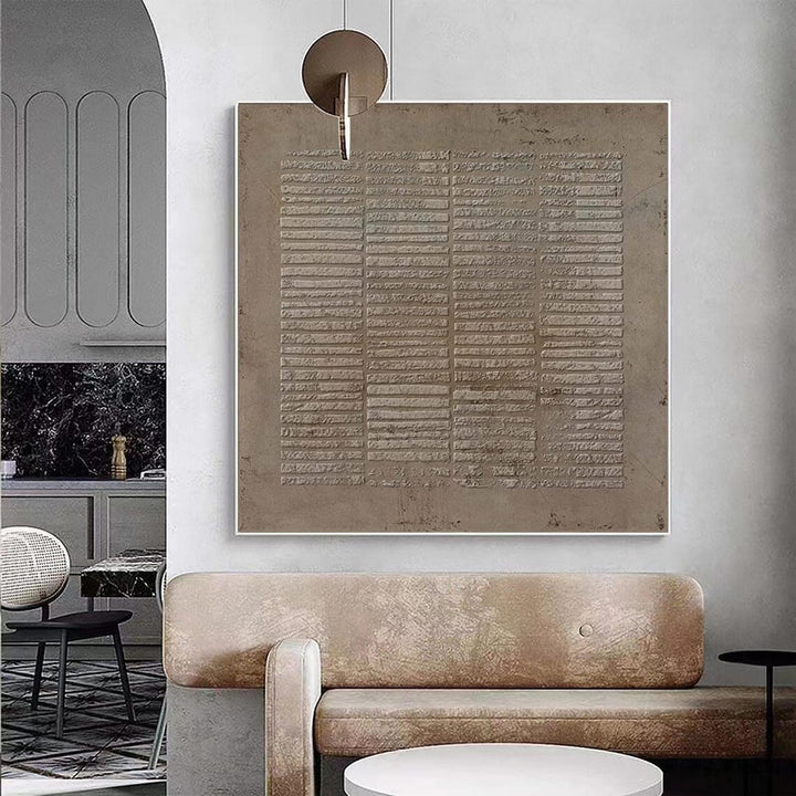 Textured Abstract Wall Art – Stone Grid Relief Painting – Yartly