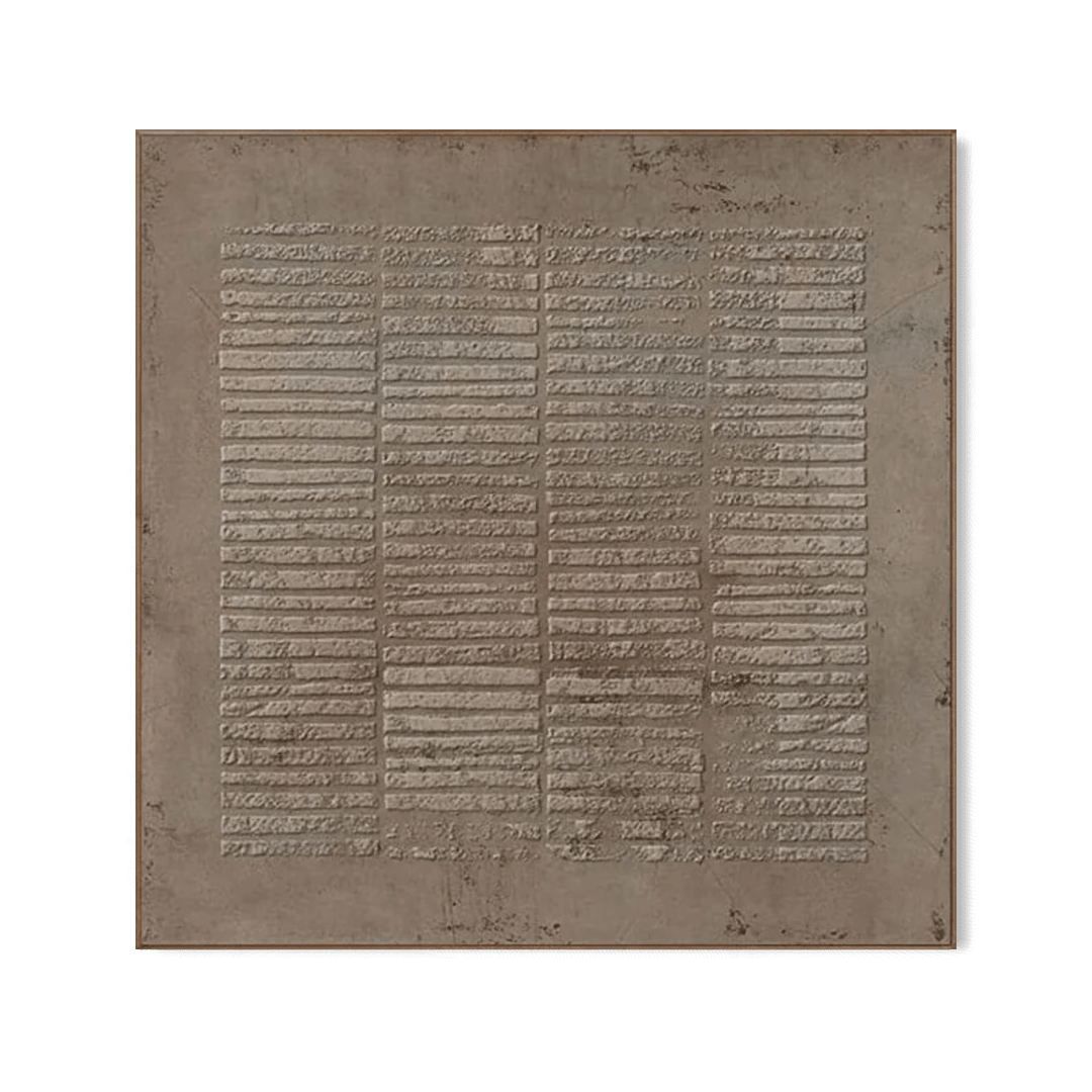 Textured Abstract Wall Art – Stone Grid Relief Painting – Yartly