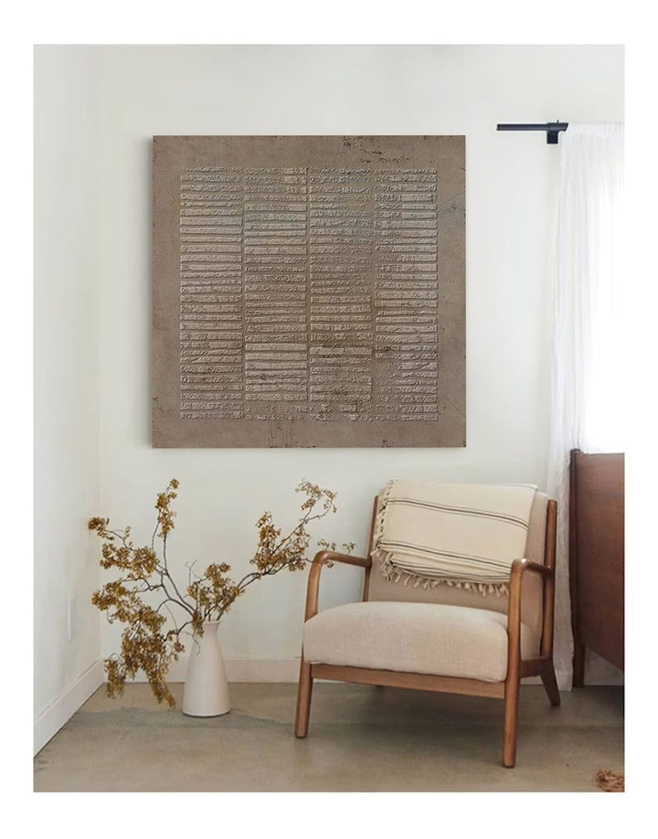 Textured Abstract Wall Art – Stone Grid Relief Painting – Yartly
